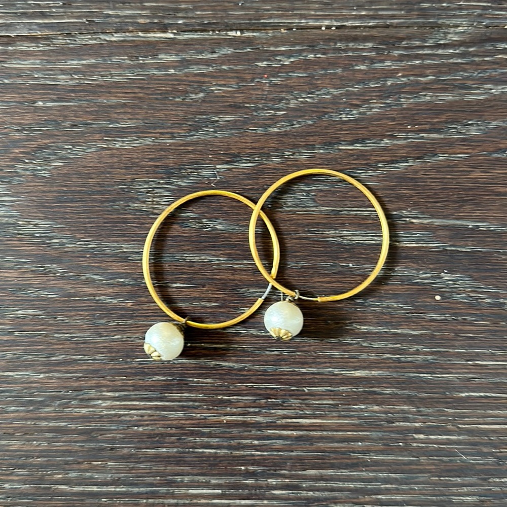 John Wind Gold Hoops with Pearls